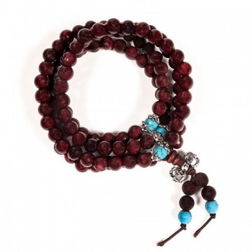 Madeira e Elástico com Contas Ornamentais e Dorje - Japa Mala +